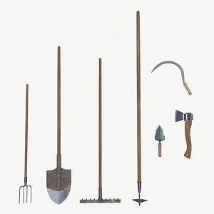 3D model hand garden tools