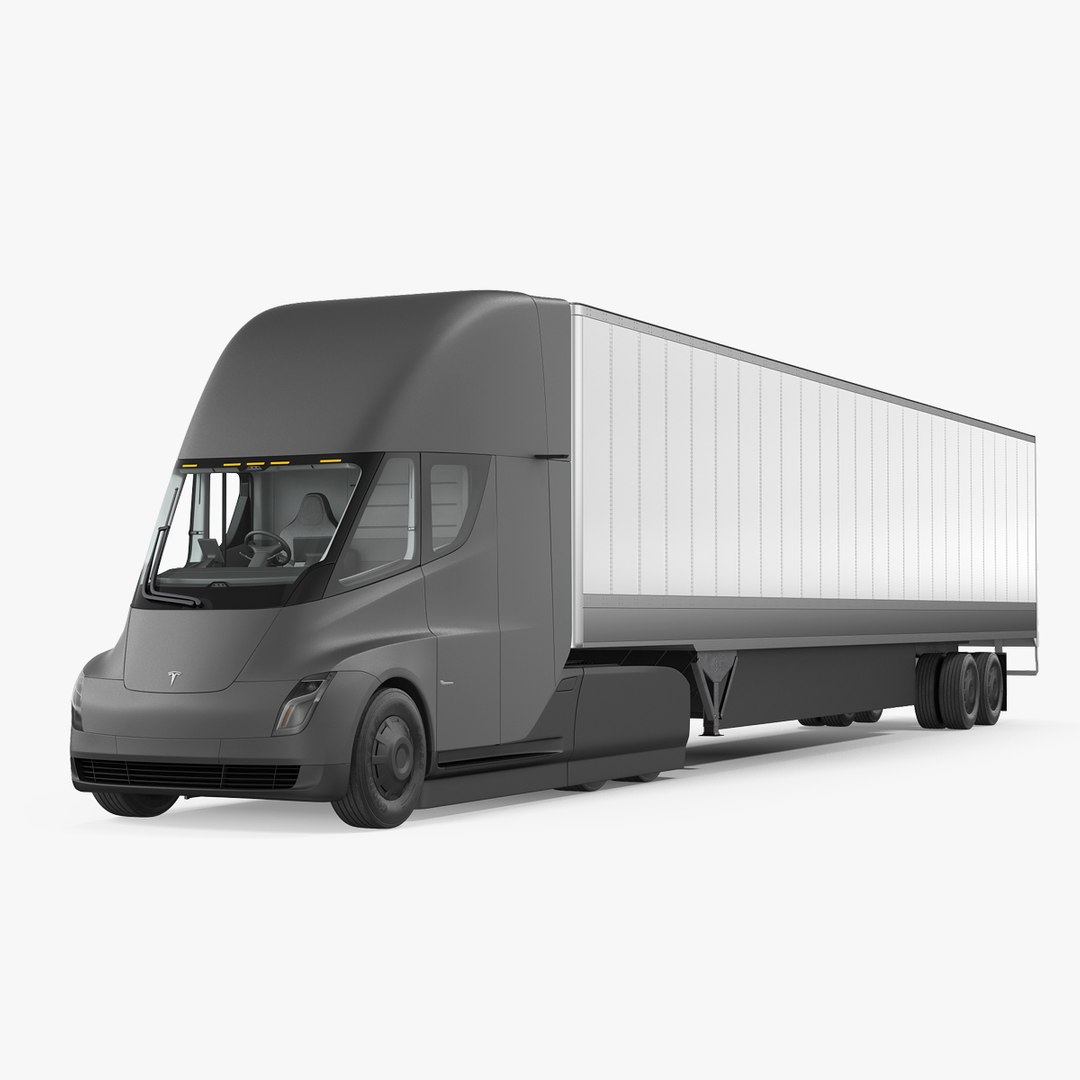 Tesla Semi Truck with Trailer 3D model preview