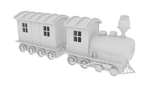 Low Poly 3D Model - Locomotive Train 3D