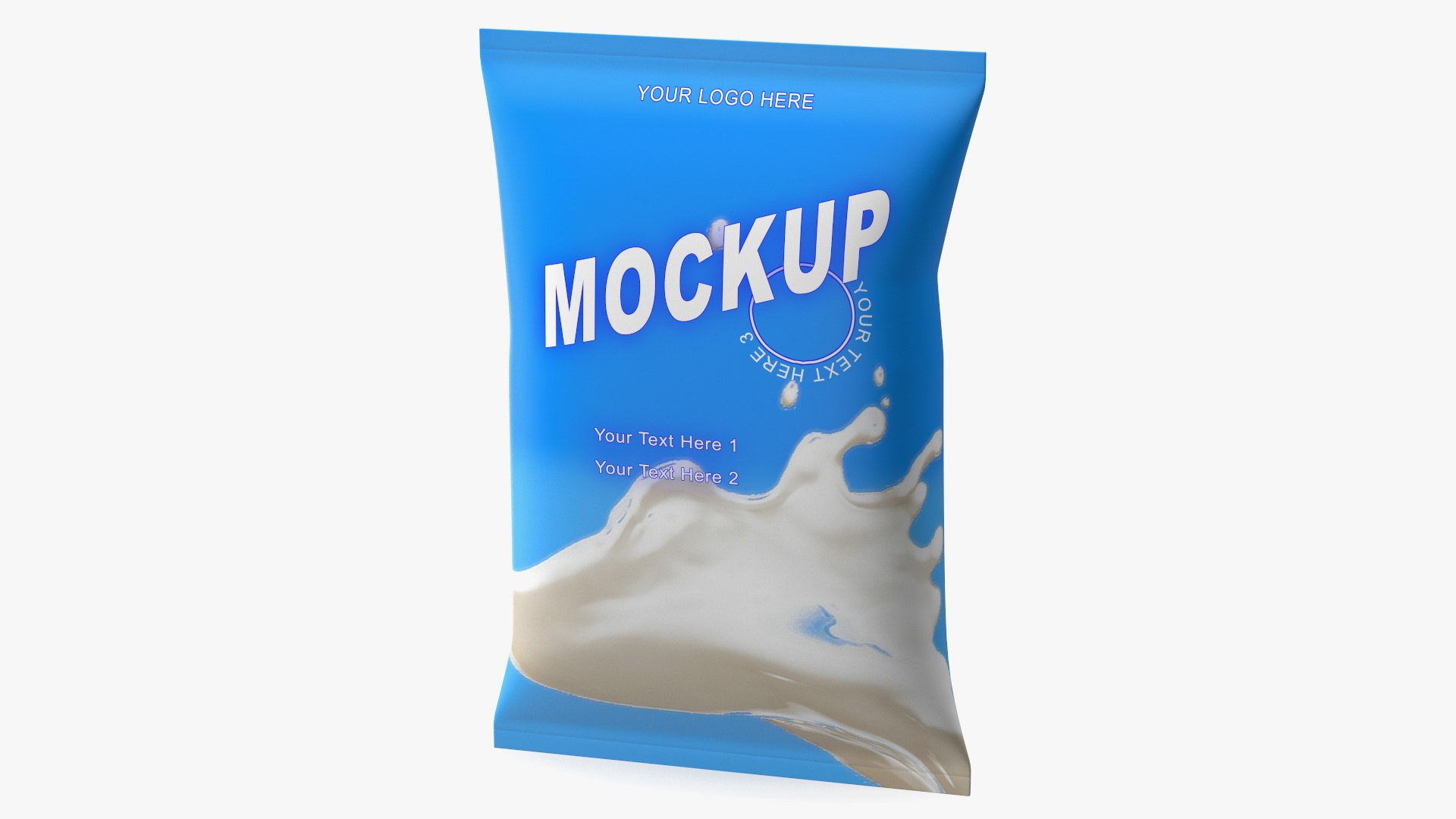 Pillow Shape Milk Packaging Mockup Blue 3D model preview