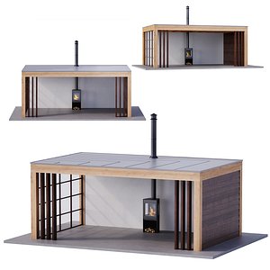 Gazebo with oven Buitenpracht - Modern eiken 3D model