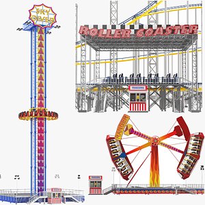 Three Detailed Amusement Park Rides