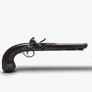 antique flintlock pistol 3d model