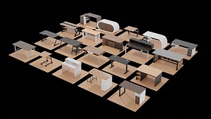 3D Office desk pack1 model