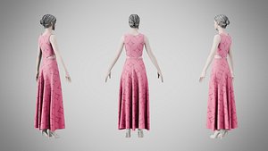 Dress 31 Tickle Me Pink With Design 3D model