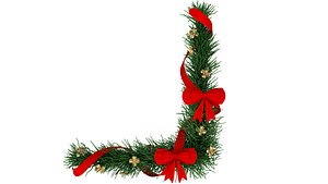 Christmas Corner Decoration with Bows 3D model