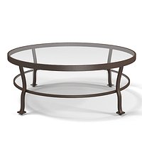 Mcguire Belmond Outdoor cocktail table glass round traditional art deco barbara barry