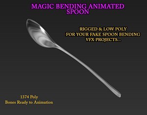 3D Low Poly Rigged SPOON for VFX Projects