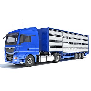 Truck with Animal Transporter Trailer