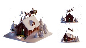 3D model Shack In Winter Christmas