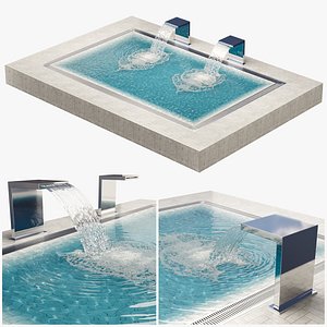 Modern L-shaped waterfall for pools and fountains 3D model