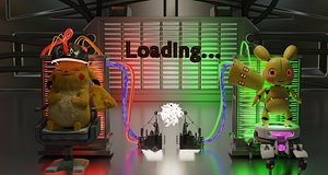 robot pikachu and pikachu