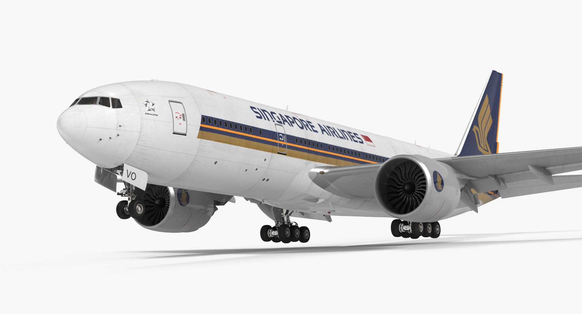Boeing 777 200LR Singapore Airlines Rigged 3D Model 3D model preview