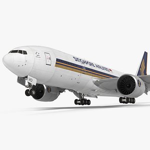 Boeing 777 200LR Singapore Airlines Rigged 3D Model