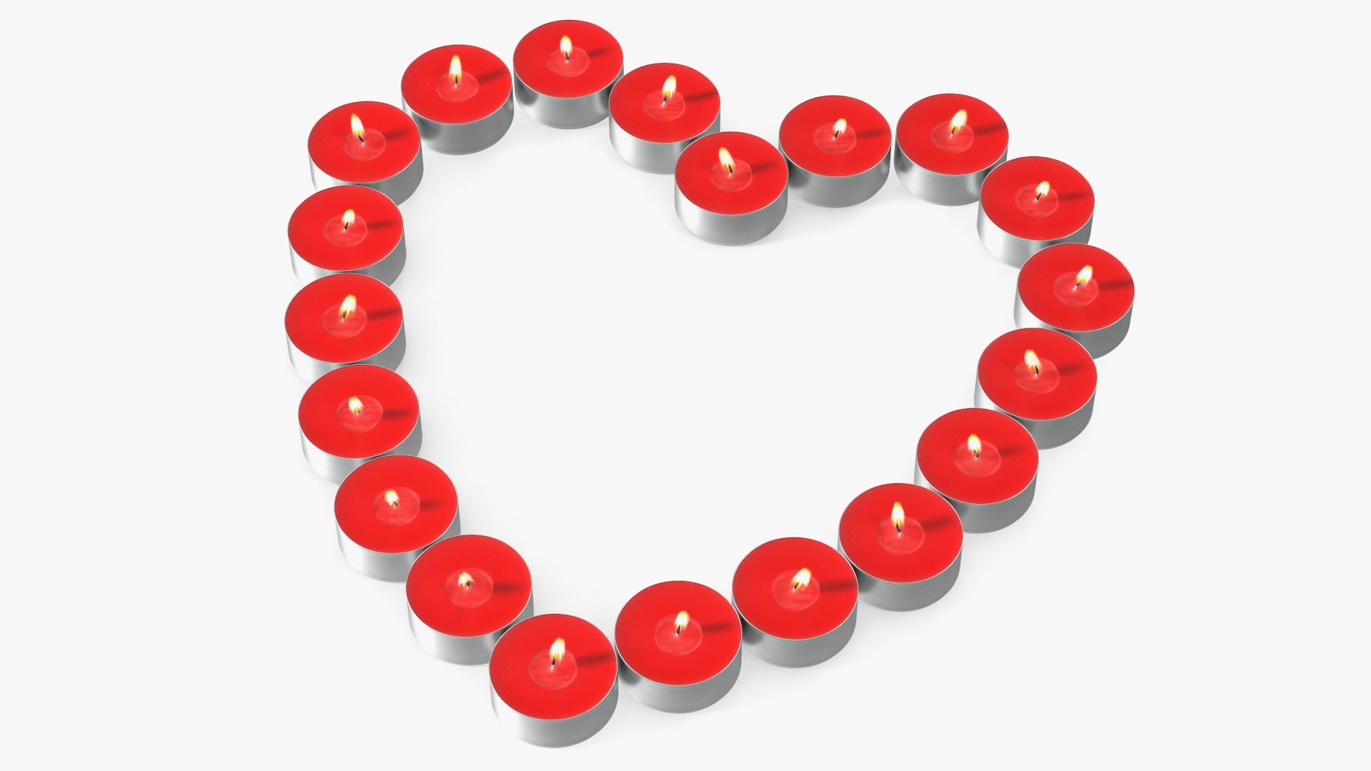 Red Tea Light Candles Heart Shaped 3D model preview