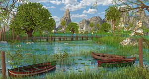 3D swamp lake