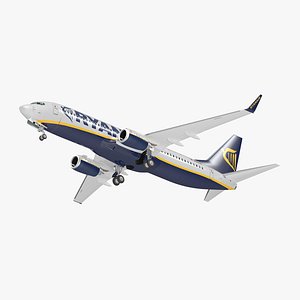 Ryanair Boeing 737 with Cockpit and Cabin Detail Rigged 3D model