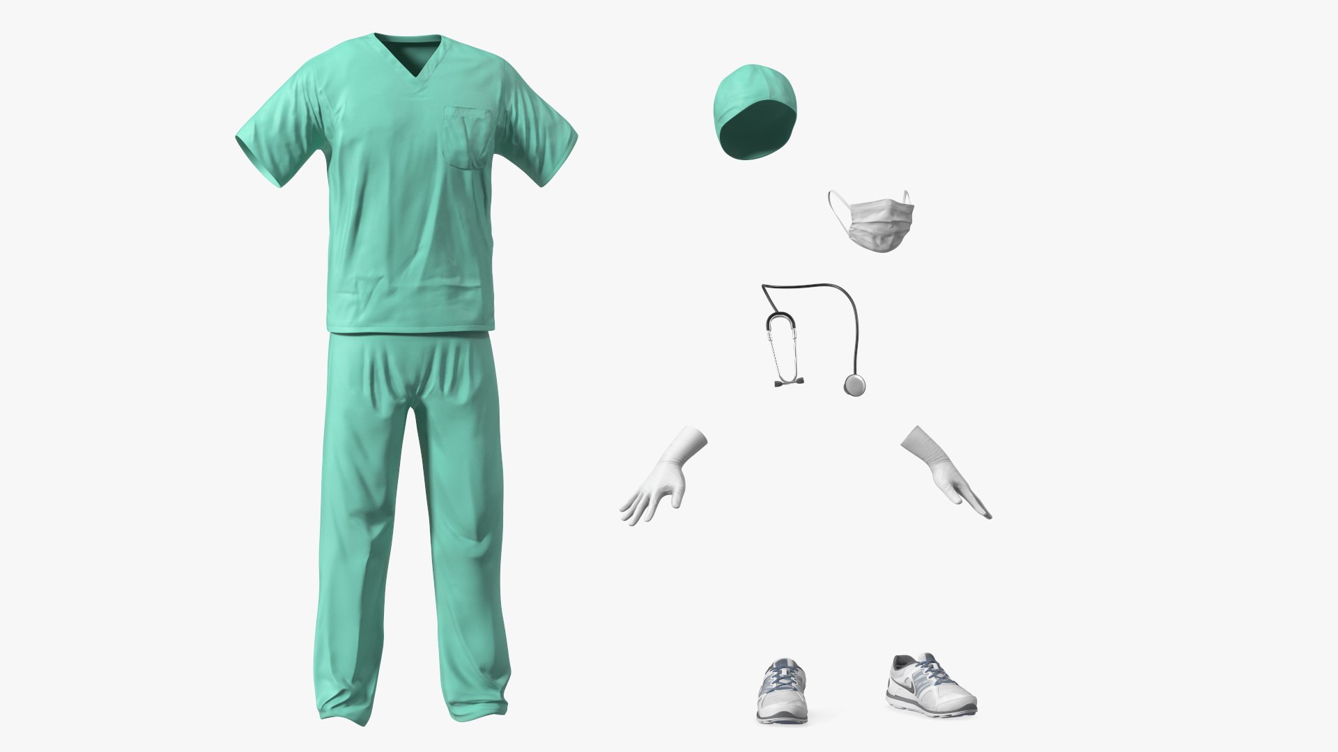 Blue Emergency Surgeon Costume Scrubs 3D model - TurboSquid 2137091