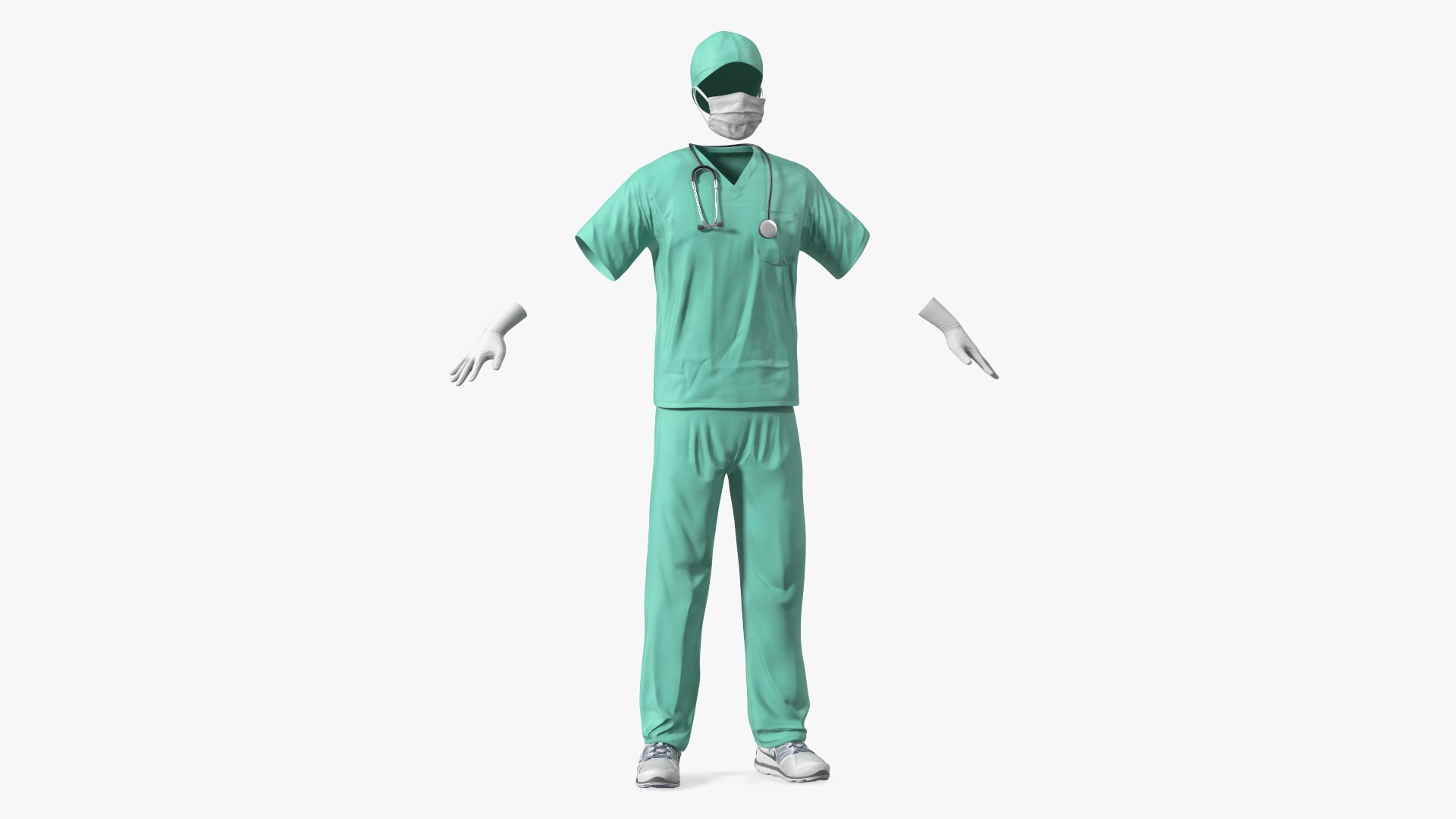 Blue Emergency Surgeon Costume Scrubs 3D model preview