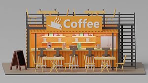 3D model Cartoon Container Coffee Shop Cafe