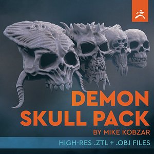 3D demon pack skull model