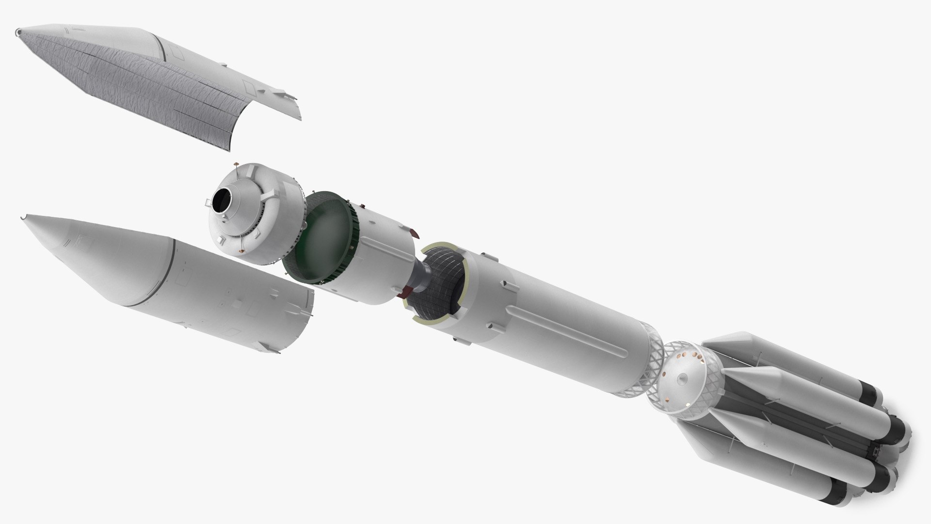 Heavy Lift Launch Rocket Main Parts 3D model preview