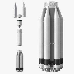 3D Heavy Lift Launch Rocket Main Parts