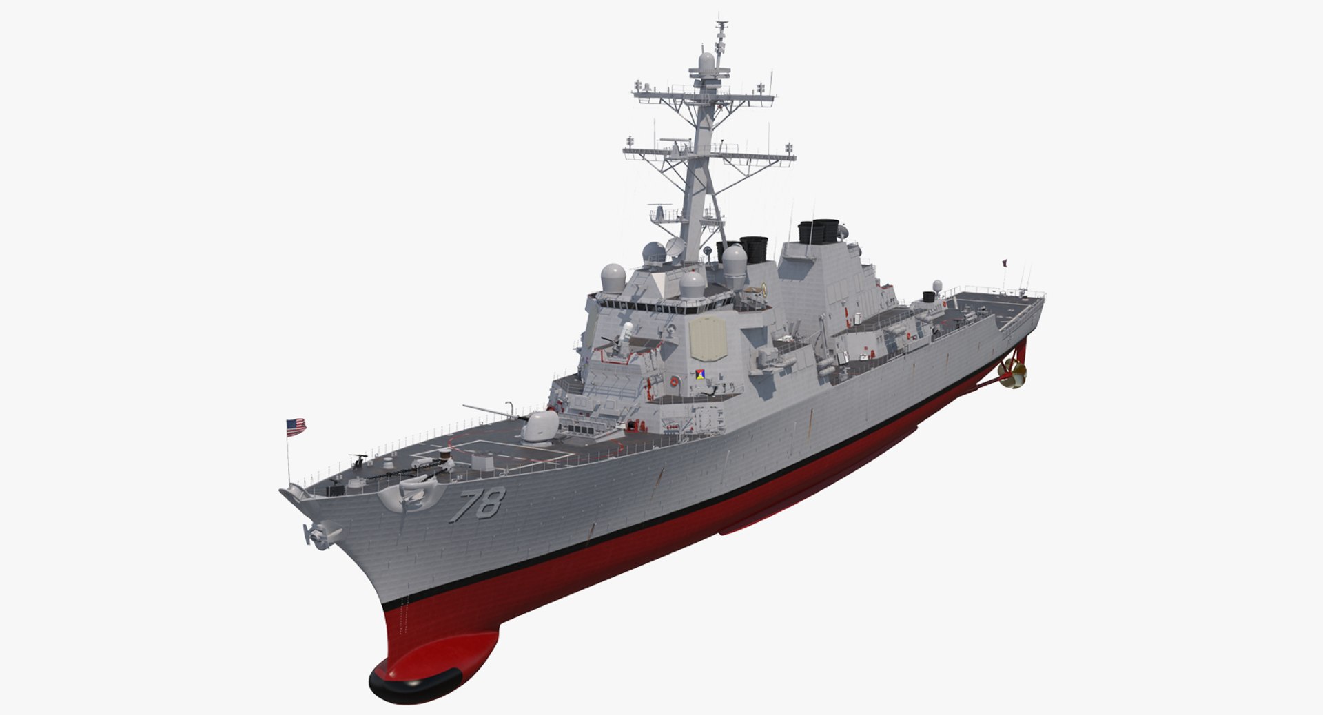 Arleigh Burke Destroyer Porter DDG-78 Rigged 3D Model 3D model preview