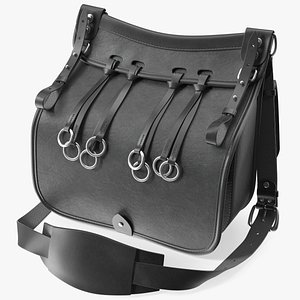Hunting Black Leather Hiking Bag 3D model