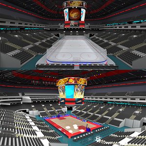 Basketball Arena and Ice Hockey Arena 3D model