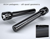 Realistic Flashlight Model, Texture, A&D Material