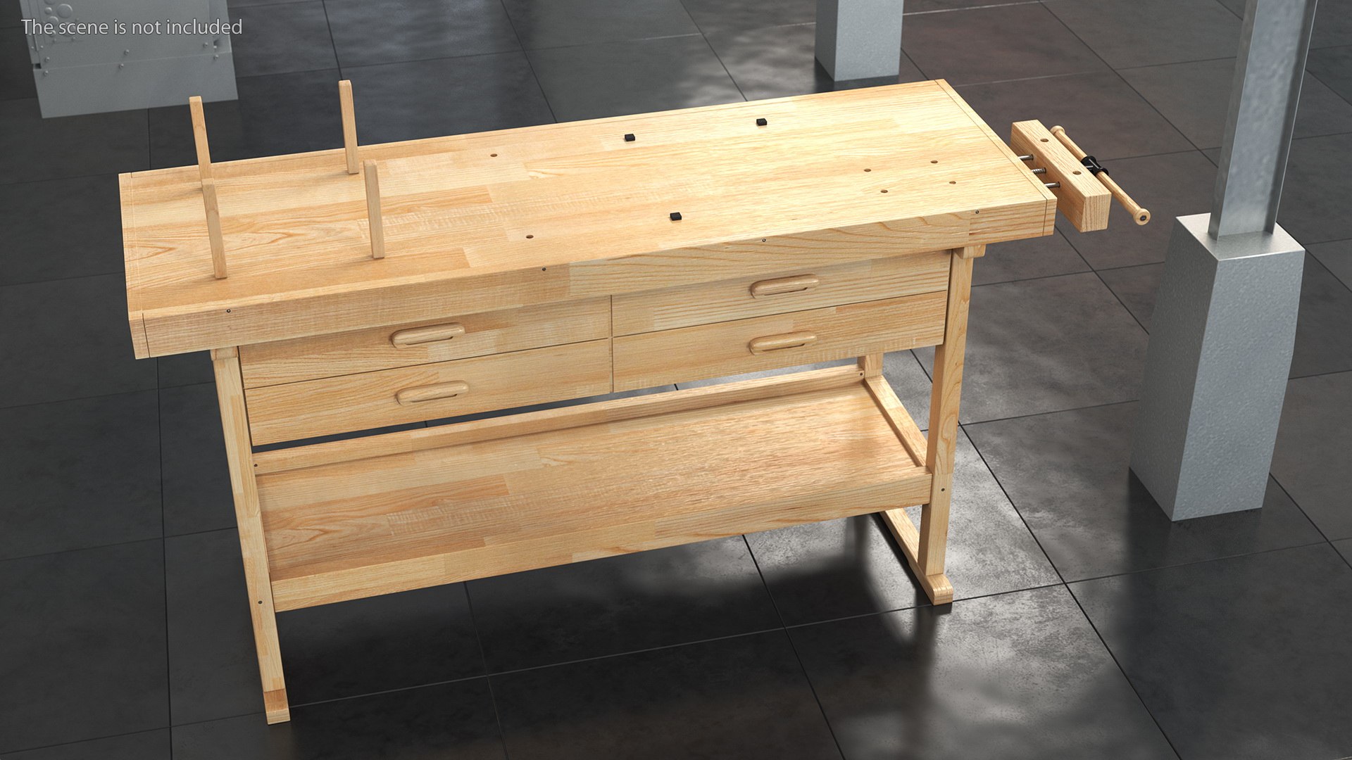 3D Model Hardwood Carpenter Workbench - TurboSquid 1745533