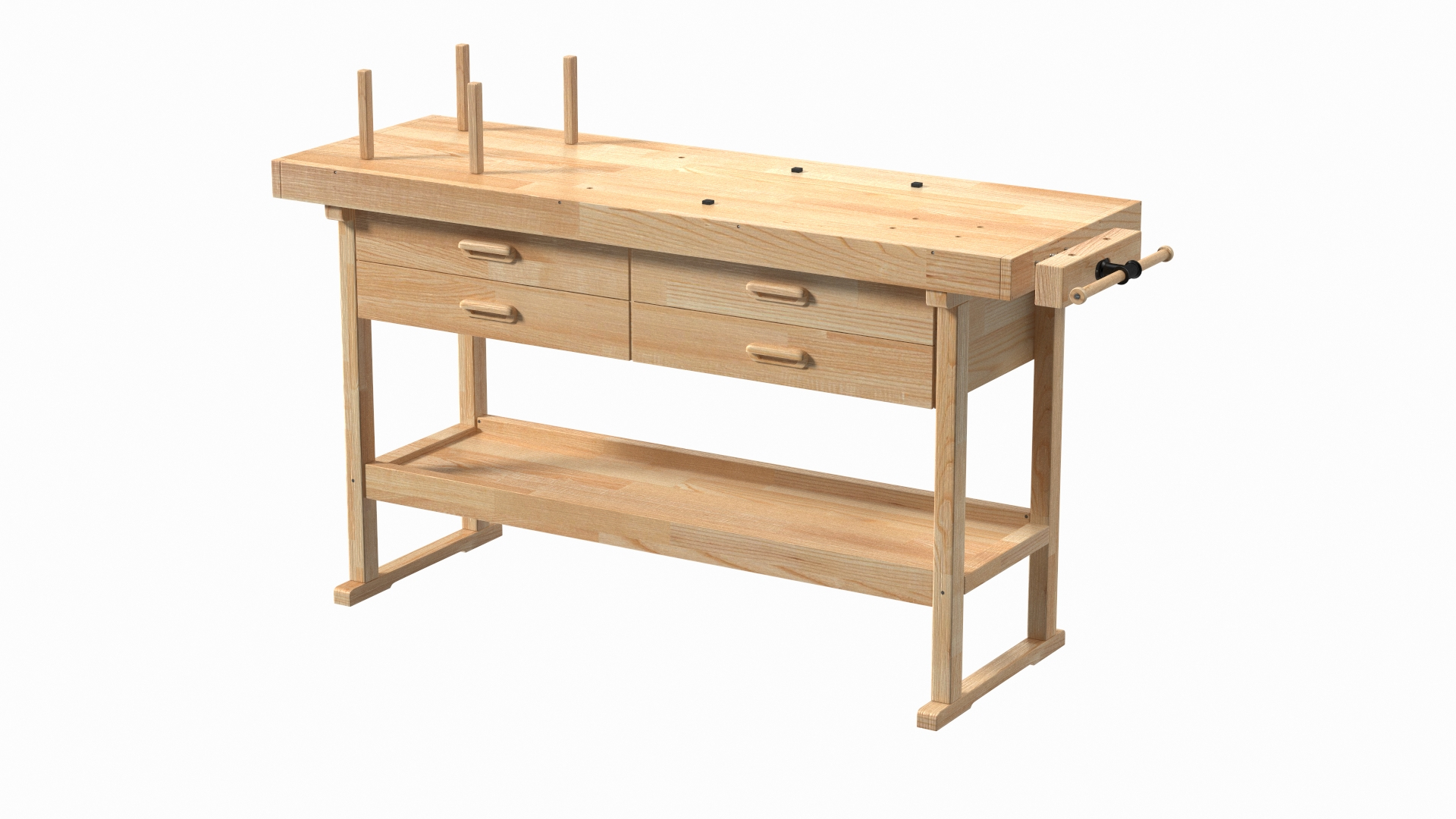 3D Model Hardwood Carpenter Workbench - TurboSquid 1745533