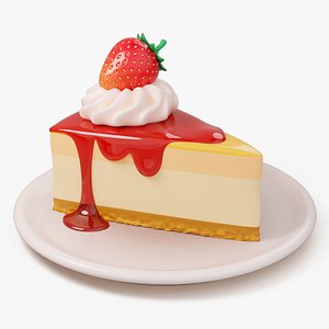 Strawberry Cheesecake Slice 3D model