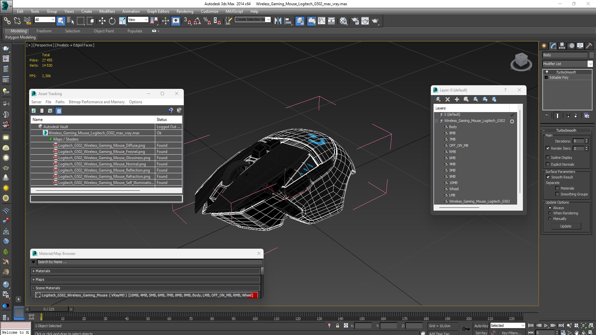 Wireless Gaming Mouse Logitech G502 3D - TurboSquid 2127802