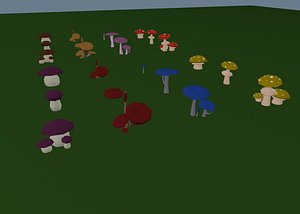3D model nature mushrooms plant
