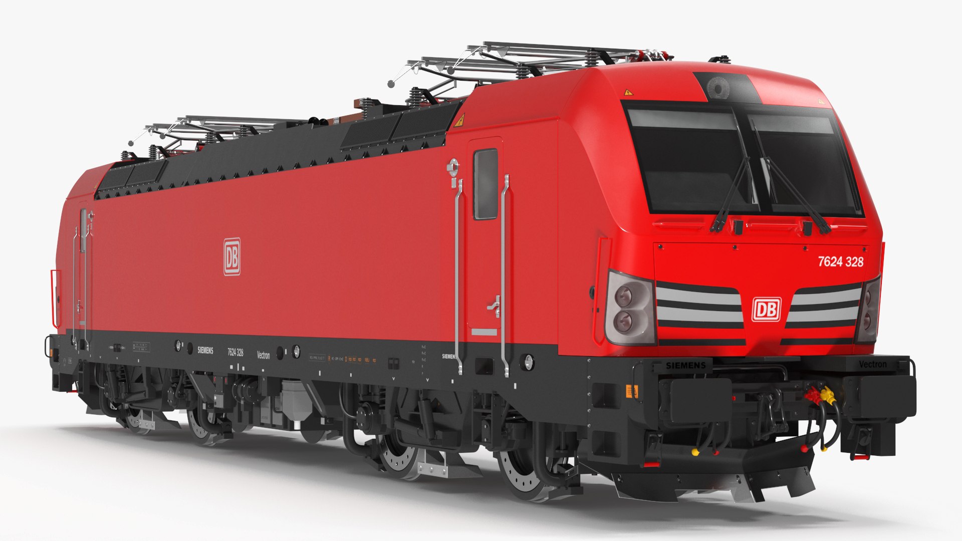 Red Siemens Vectron Locomotive Rigged 3D model preview