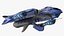 Futuristic Combat Spaceship Blue