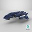 Futuristic Combat Spaceship Blue
