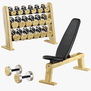 NOHrD DumbBells WeightBench Weight Rack 3D model