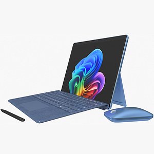 3D Microsoft Surface Pro 2024 11th Edition Sapphire Rigged Animated model