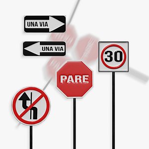Basic Traffic Signs Lot 01 Spanish 3D model