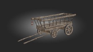 3D Medieval Low Poly Cart 3D Model model
