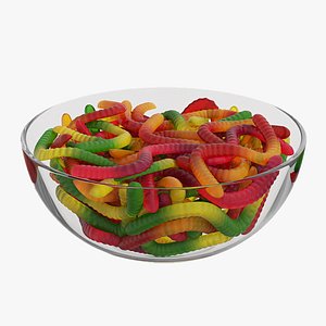 Gummy jelly worm bowl model