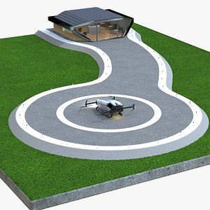 3D Taxiport With Flycar Taxi model