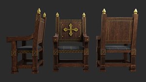 Medieval Chair Low-poly 3D model model