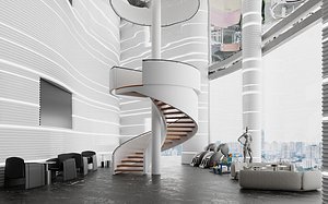 Futuristic Lobby with Spiral Staircase 793
