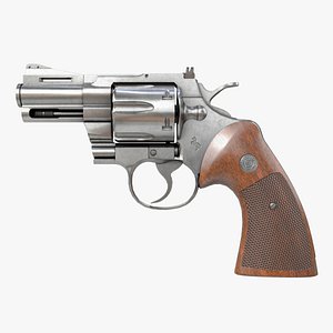 3D Revolver 05 Small Silver All PBR Unity UE Textures model
