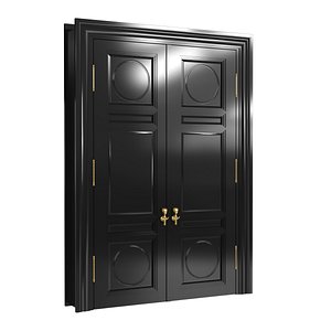 Custom made black lacquer classic double door 3D