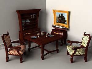 3ds max table chair